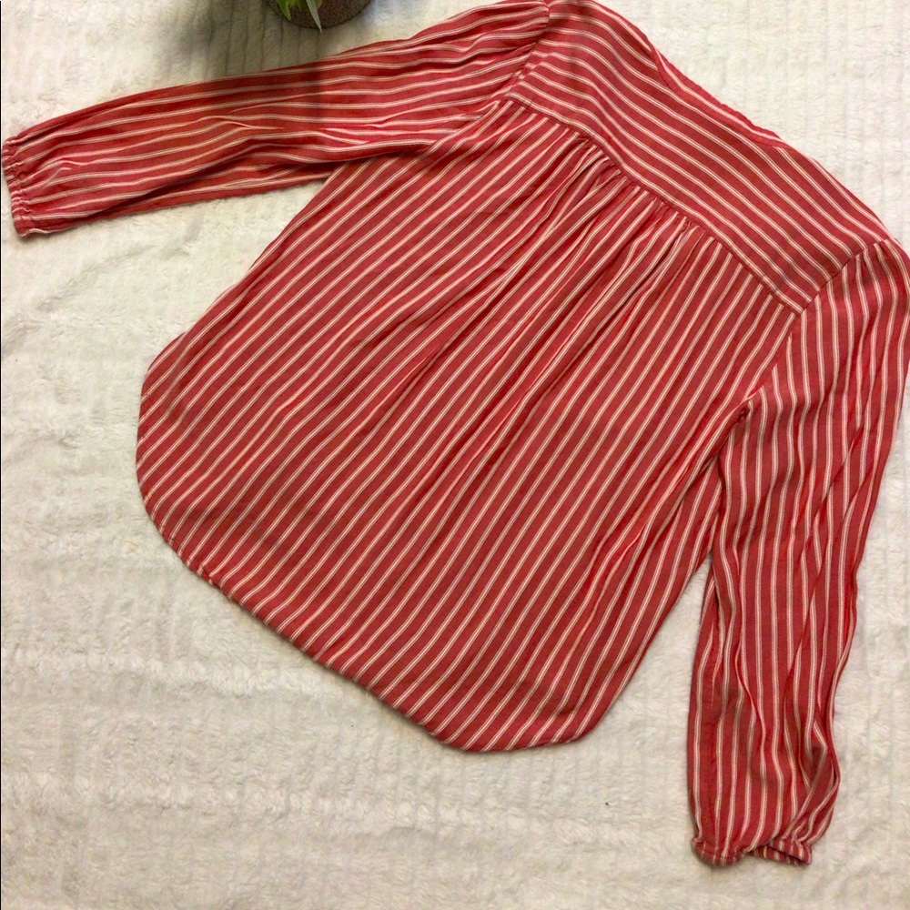 J. Crew Red and White Striped Long Sleeve Top